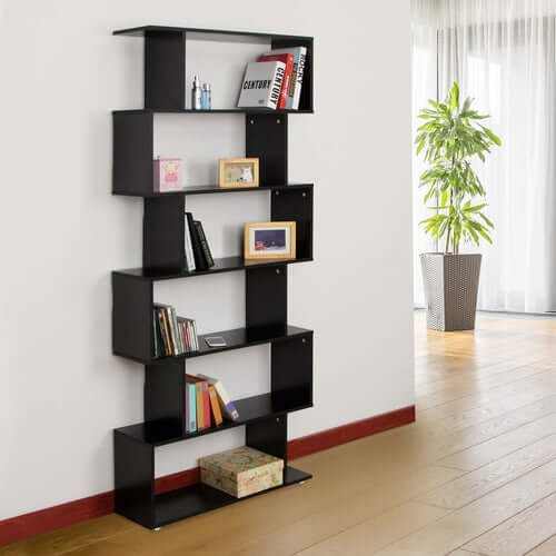 HOMCOM S Shape Bookcase with 6 shelves